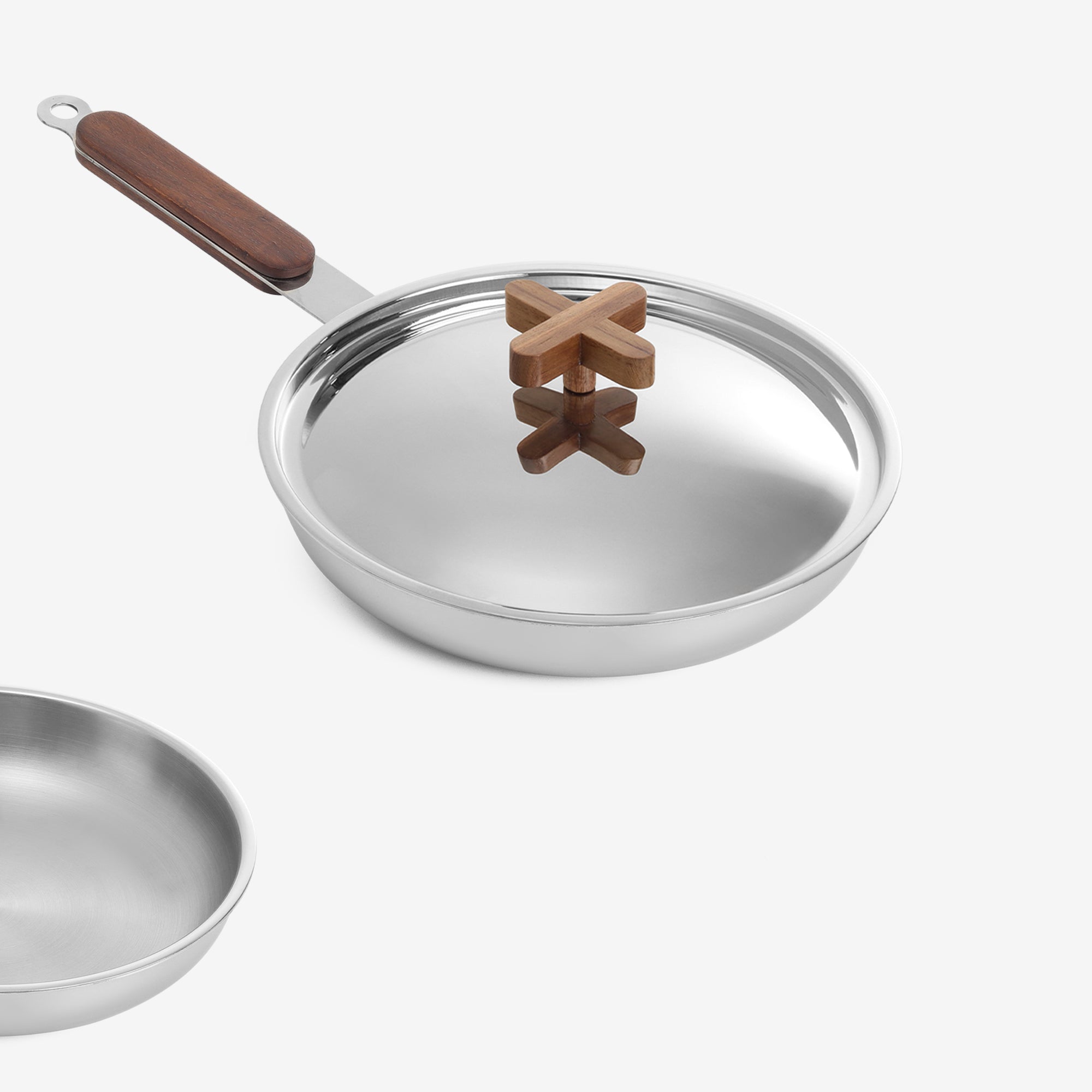 Stainless Steel Triply Fry pan with Wooden handle