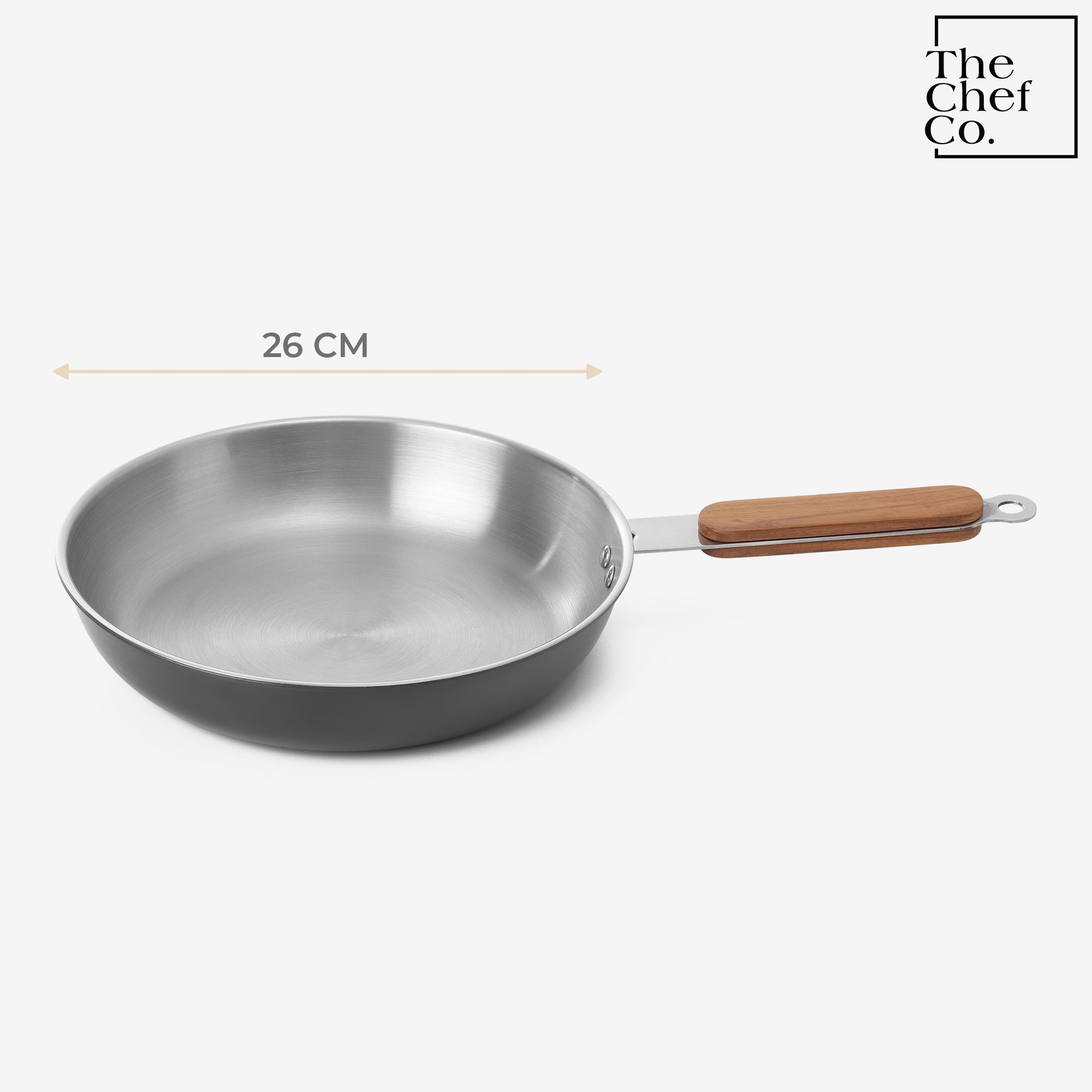 Black PVD Coated Stainless Steel Triply Fry pan with Wooden handle