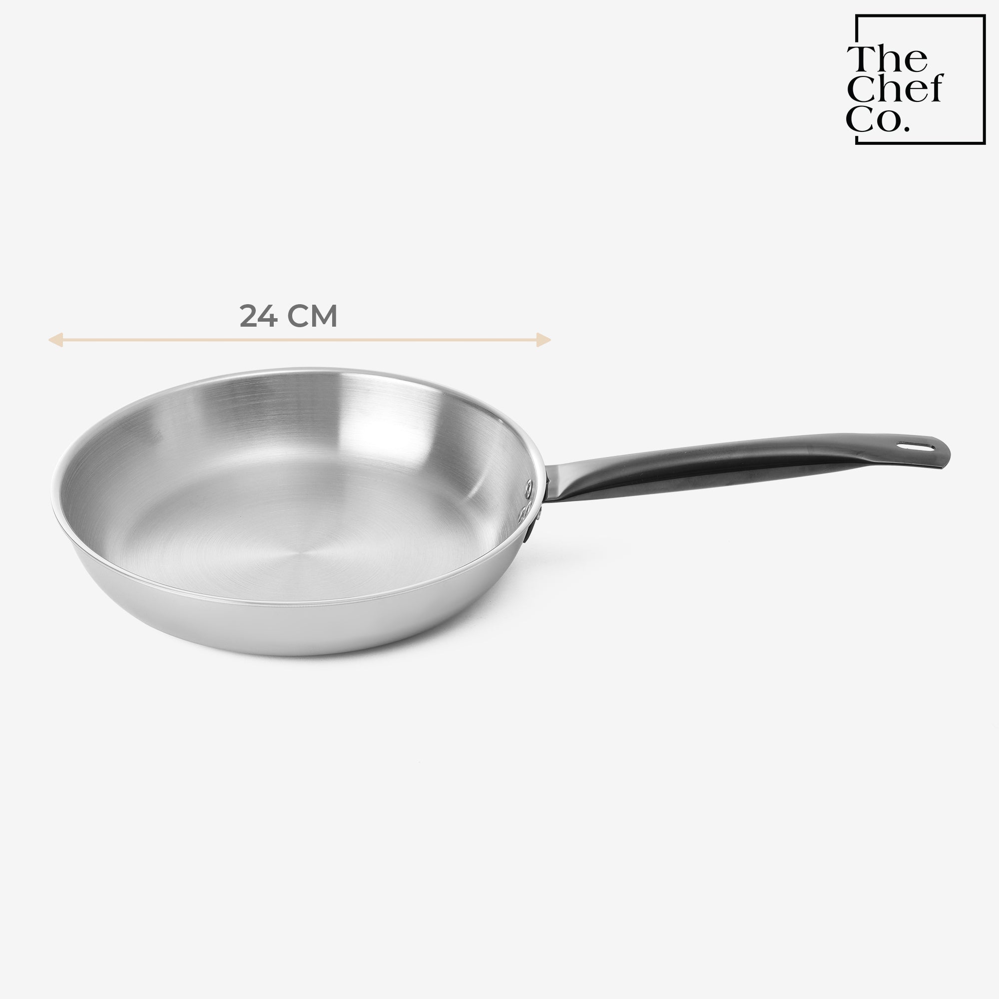 Black PVD Coated Stainless Steel Triply Fry pan with SS pipe handle