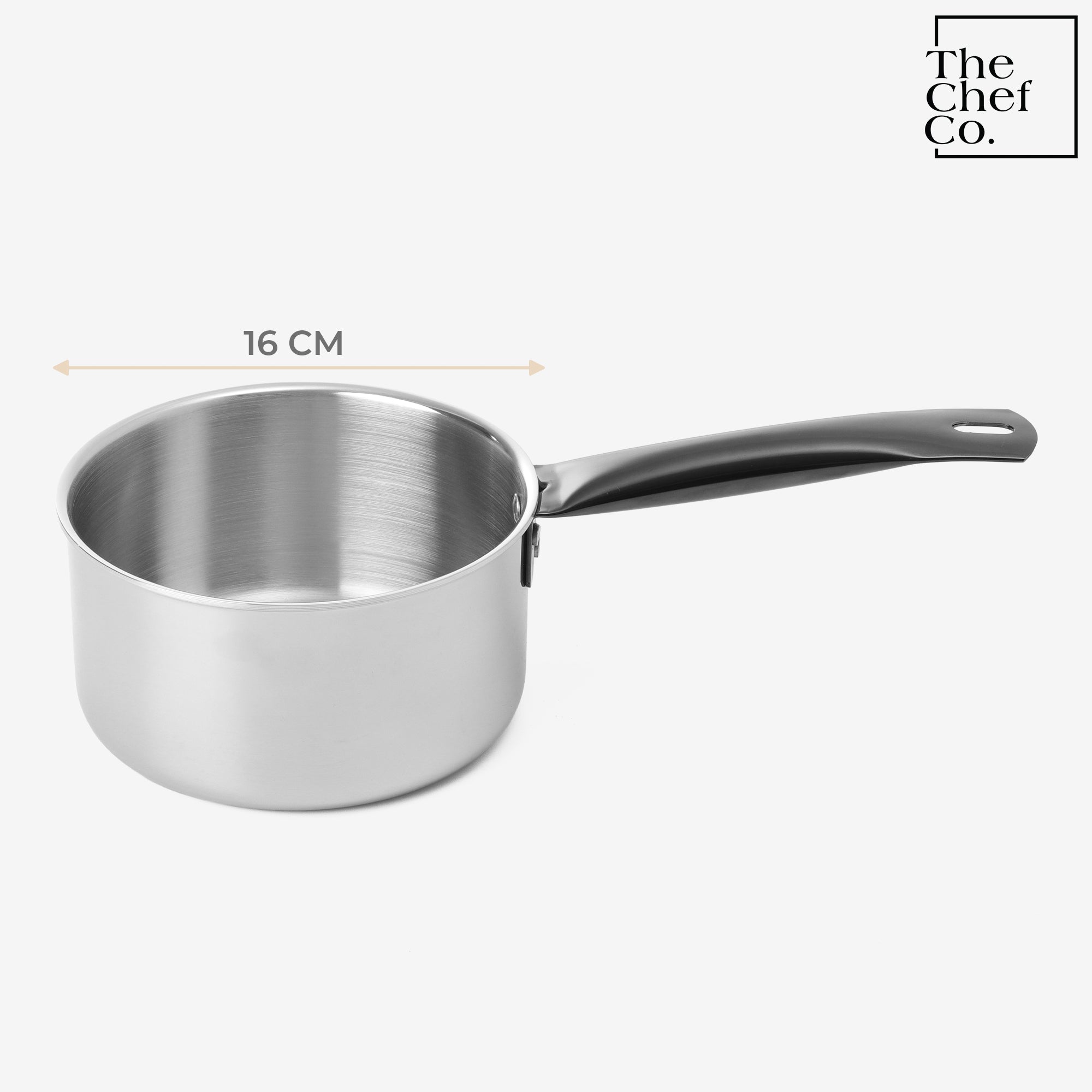 Black PVD Coated Stainless Steel Triply Sauce pan with SS pipe handle