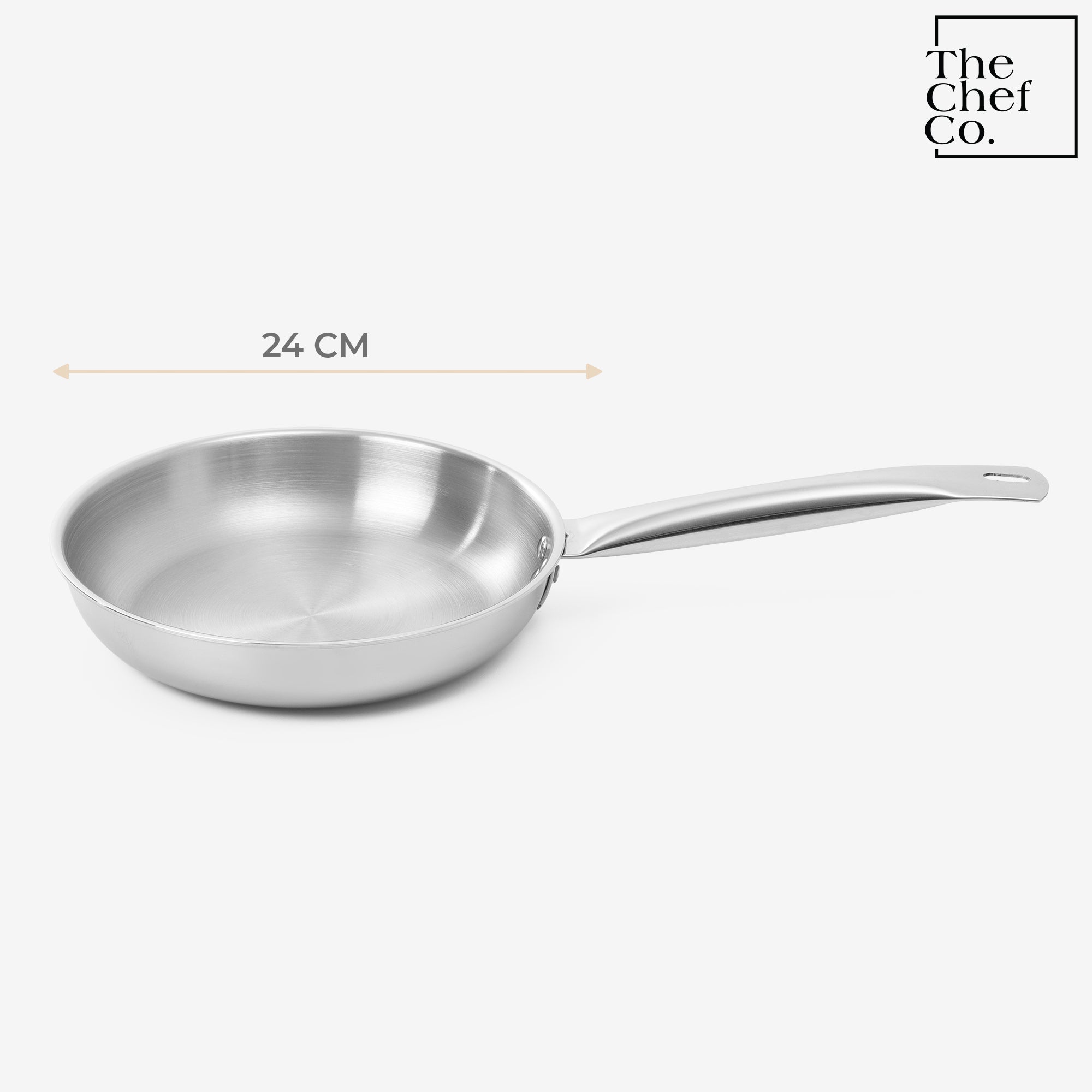 Rose Gold PVD Coated Stainless Steel Triply Fry pan with SS pipe handle