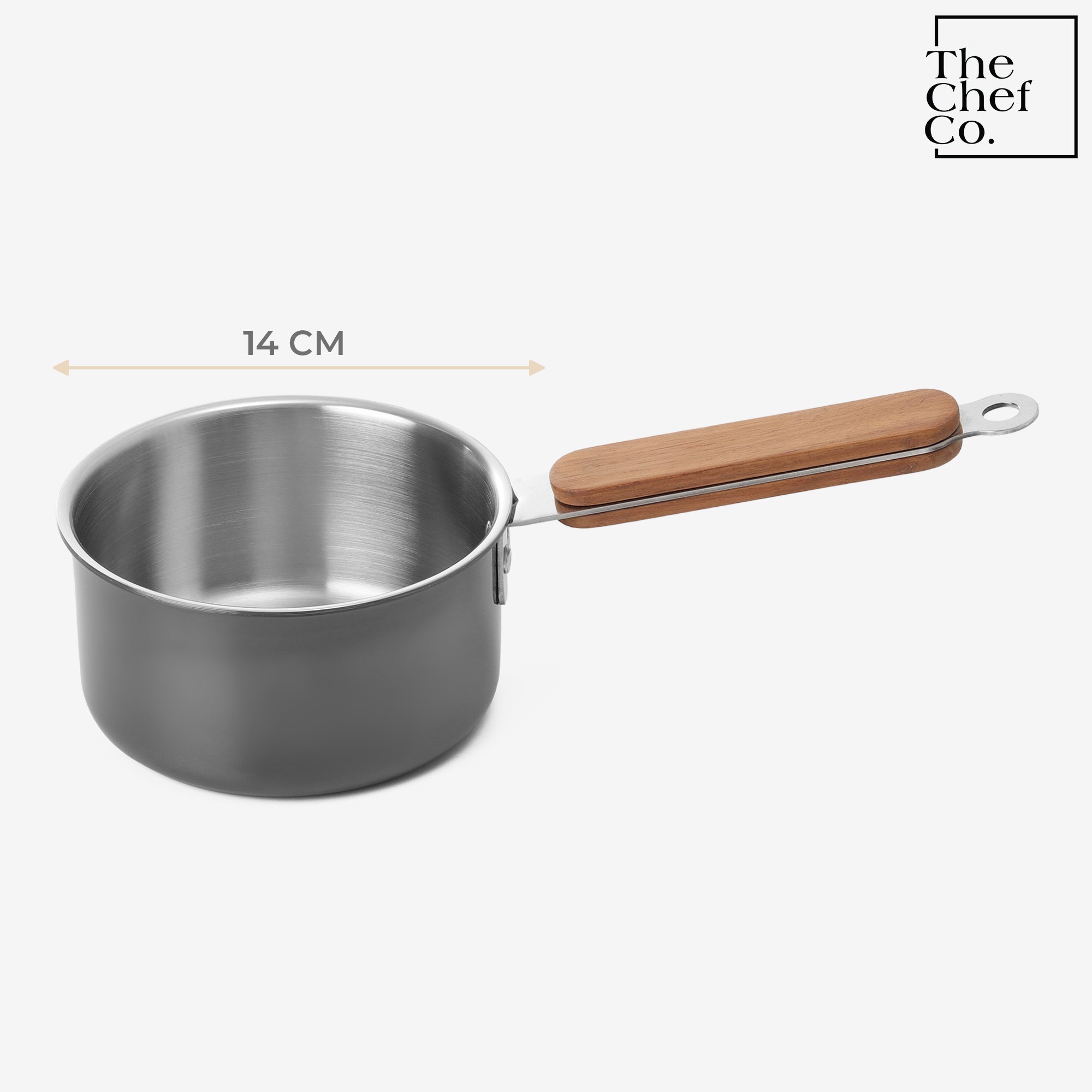 Black PVD Coated Stainless Steel Triply Sauce pan with Wooden handle