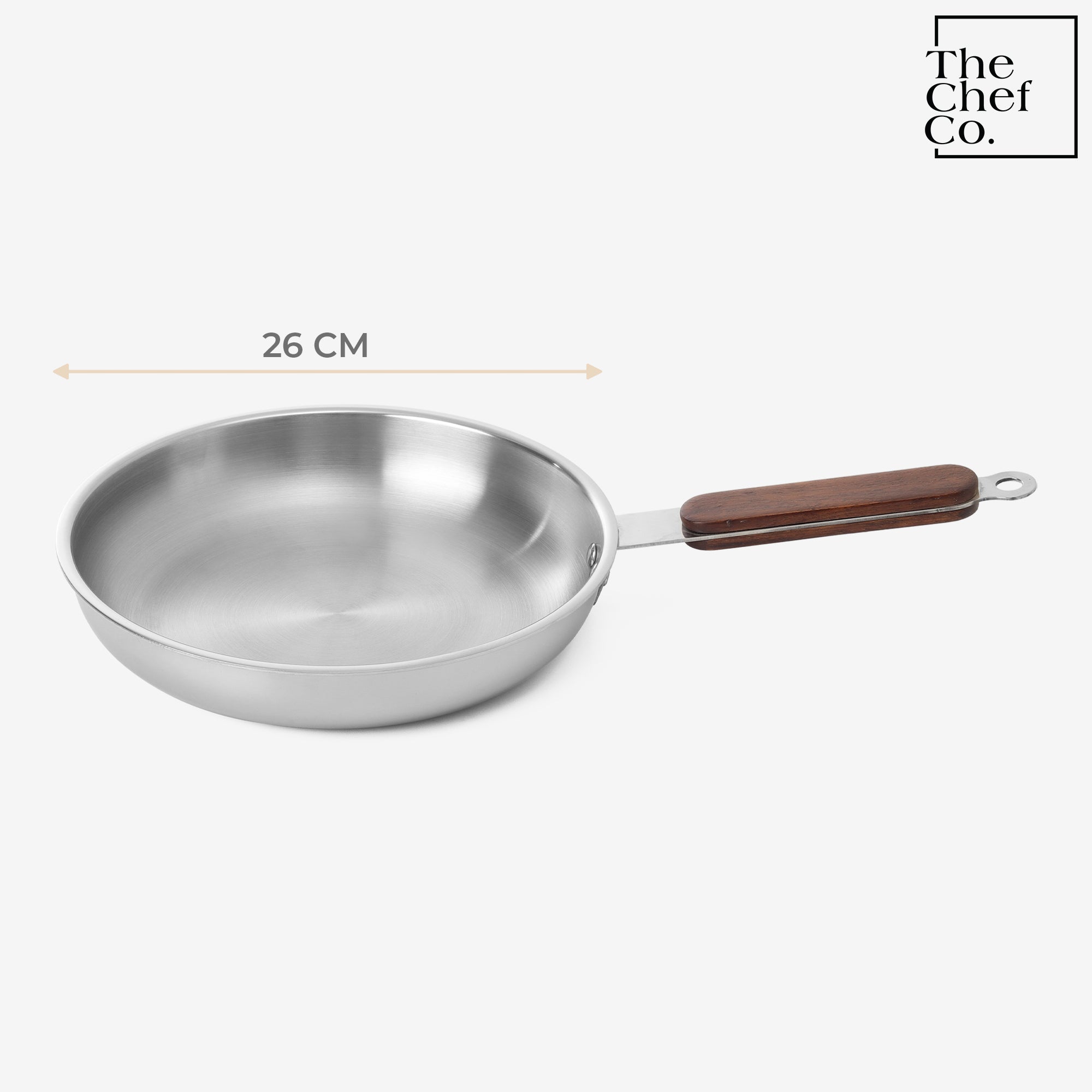 Stainless Steel Triply Fry pan with Wooden handle