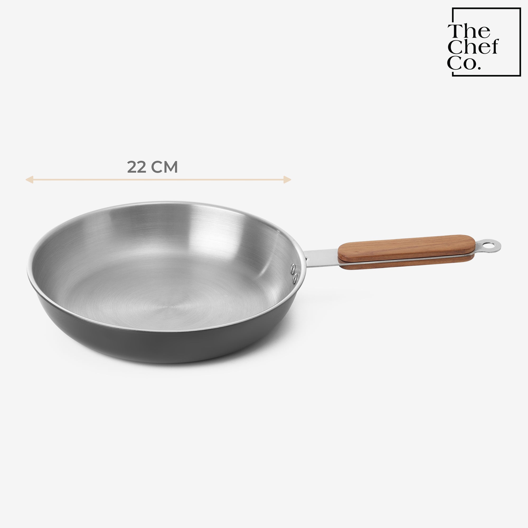 Black PVD Coated Stainless Steel Triply Fry pan with Wooden handle